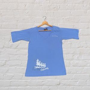 Vintage Colorado 3/4 Sleeve Shirt Manilou Springs Blue Women's Size XL Faded